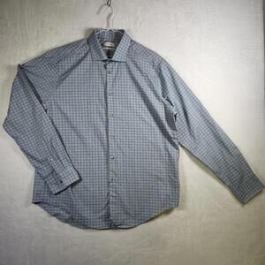 Calvin Klein Slim Fit‎ Long Sleeve Button Up Shirt Blue Checked Size XL